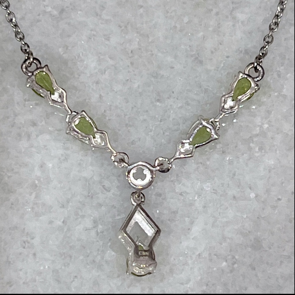Peridot Y Drop Sterling Silver Necklace - Picture 7 of 11